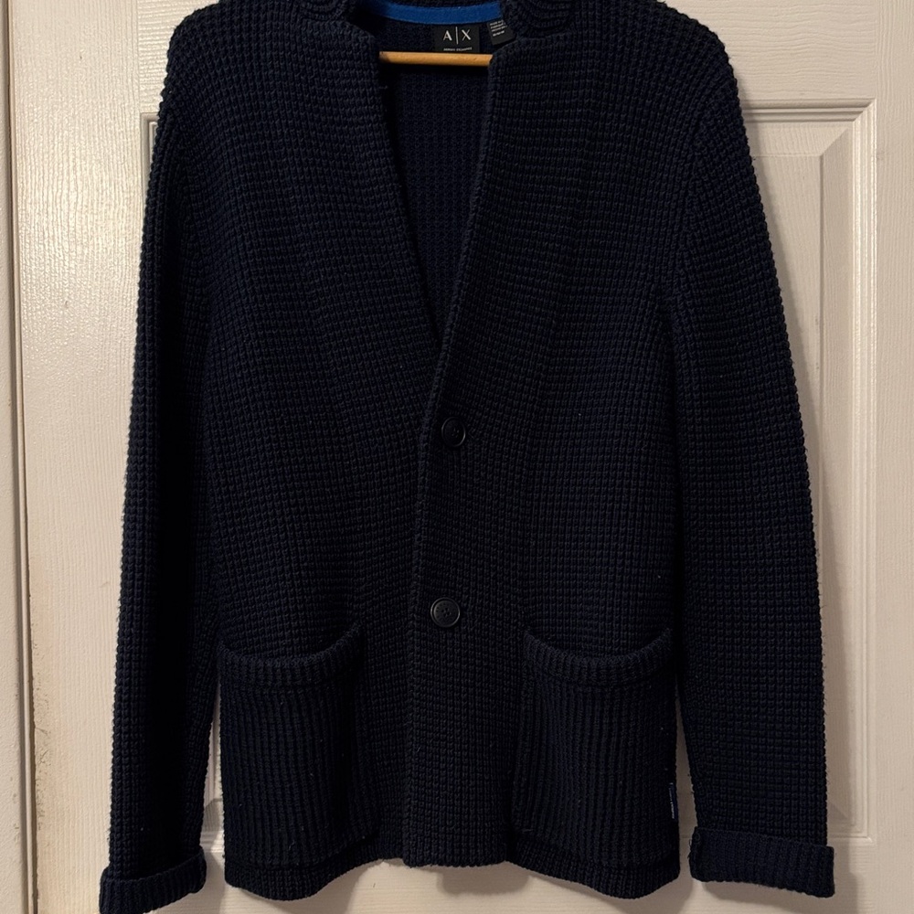 A/X Armani Exchange Navy Textured Knit Cardigan